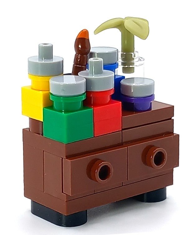 Mobile MOC LEGO® con vernice e pennello per un pittore – Brickis LEGO