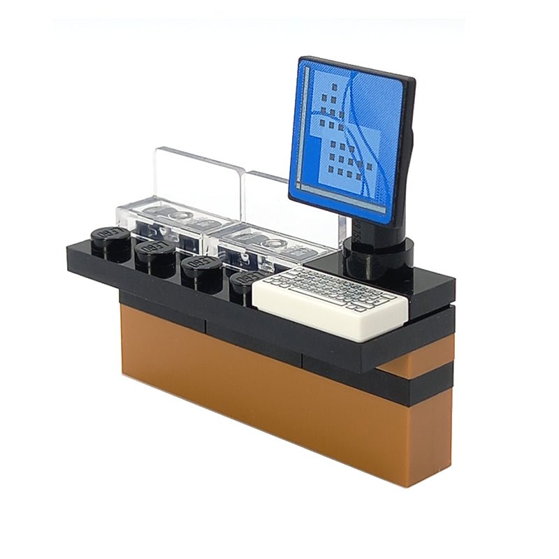 LEGO® MOC reception desk with computer – Brickis LEGO