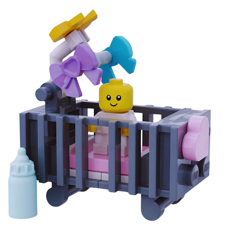 LEGO® Nursery Baby Crib Set in Dark Gray