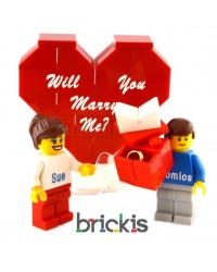 Corazón LEGO® personalizado, grabado con tu texto (¿Te gustaría casarte conmigo ?