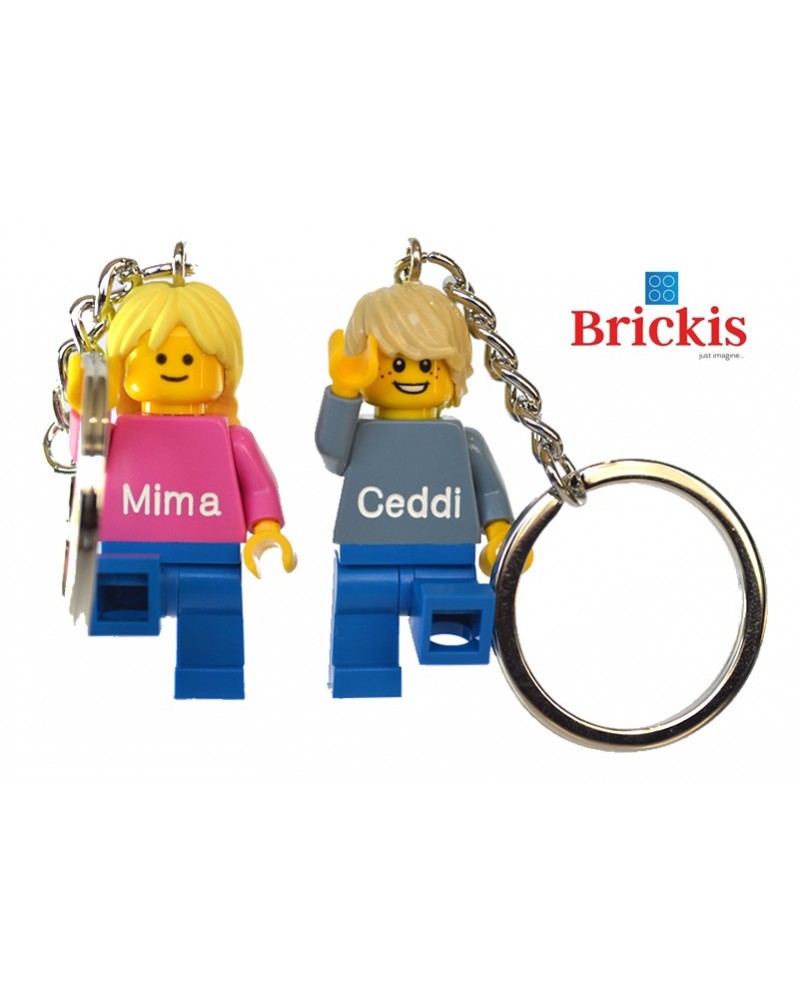 Sleutelhanger LEGO® minifiguur met naam custom voor gegraveerd