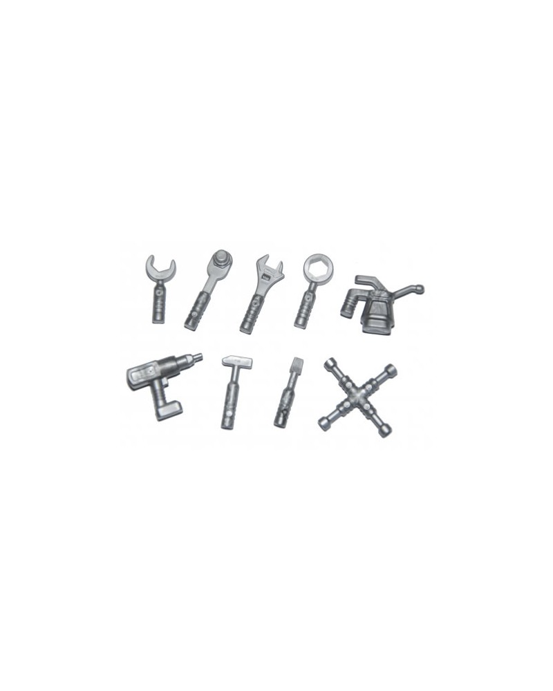 Utensile pour Minifigure LEGO® Flat Silver outils 9 dans un pack 11402 60308758