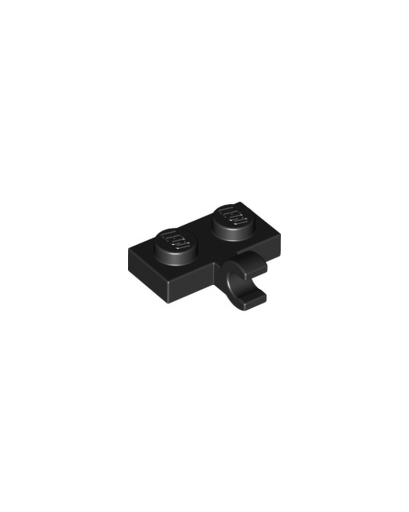 Plato LEGO® negro, modificado 1 x 2 con clip en el lateral 11476