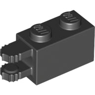 LEGO® Hinge Brick 1 x 2 Locking with 2 Fingers Horizontal End, 7 Teeth (Black) 54672
