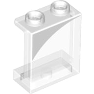 LEGO® Panel 1 x 2 x 2 [Side Supports / Hollow Studs] with White Corner Left print (Trans-Clear) 87552pr0011