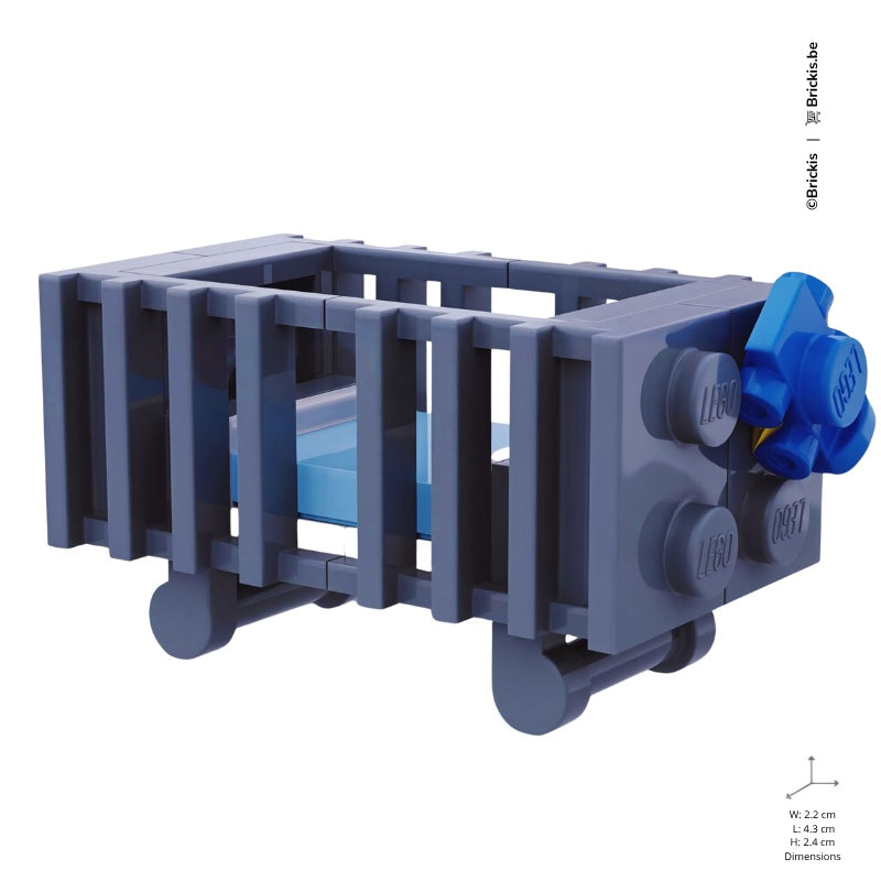 
                  
                    LEGO bassinet-style cot in dark gray for baby boy scenes – ideal for baby shower or birth announcement includes bottle accessory
                  
                