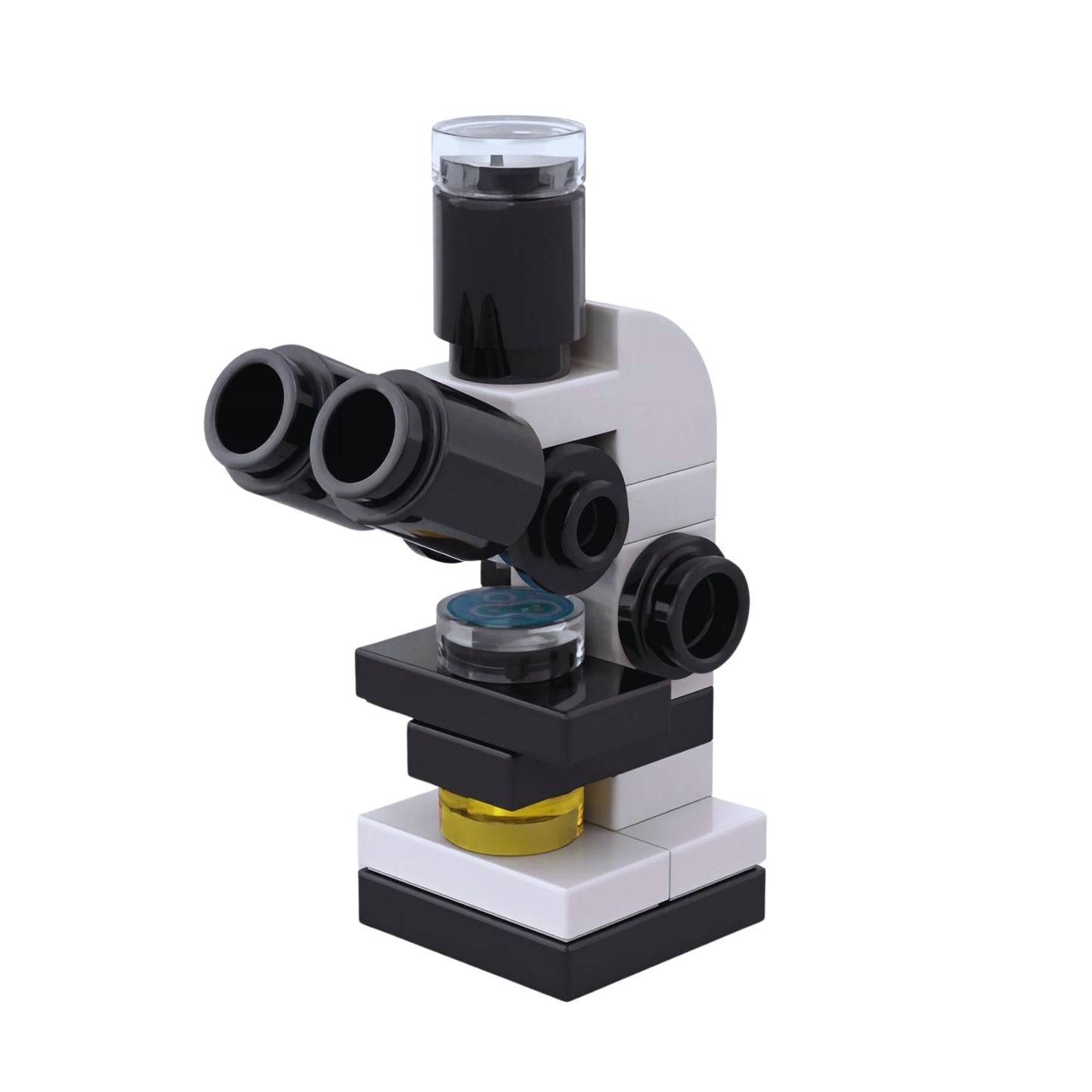 Custom LEGO binocular microscope with dual eyepiece for laboratory research and scientific observation by Brickis