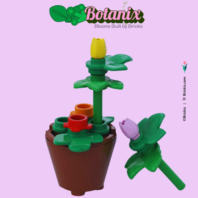 
                  
                    Tiny Plants Custom LEGO tulip planter with pink and yellow flowers and leafy details – ideal for spring decoration and plant lovers
                  
                