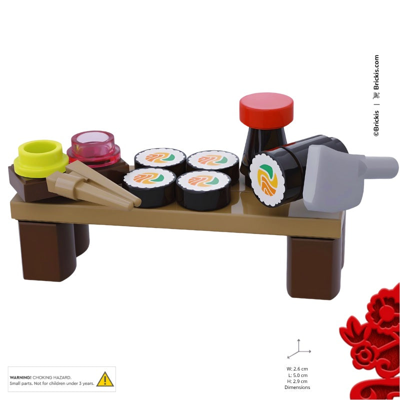 
                  
                    Mini LEGO build representing sushi rolls and Japanese table setting capturing the elegance and simplicity of Japanese food presentation.
                  
                