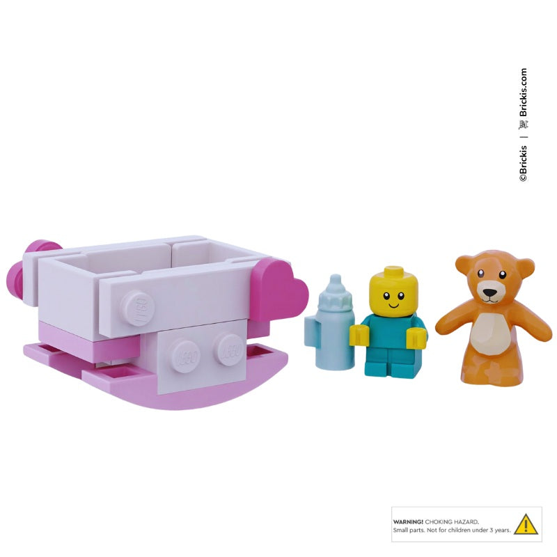 
                  
                    LEGO baby shower gift idea – custom cradle MOC with cute teddy and milk bottle
                  
                
