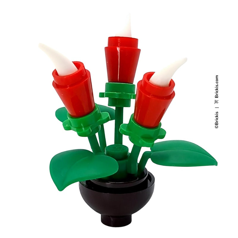 
                  
                    Red LEGO Calla Lily plant with three blooming flowers in a brown pot, part of the Brickis Botanix micro flower collection
                  
                