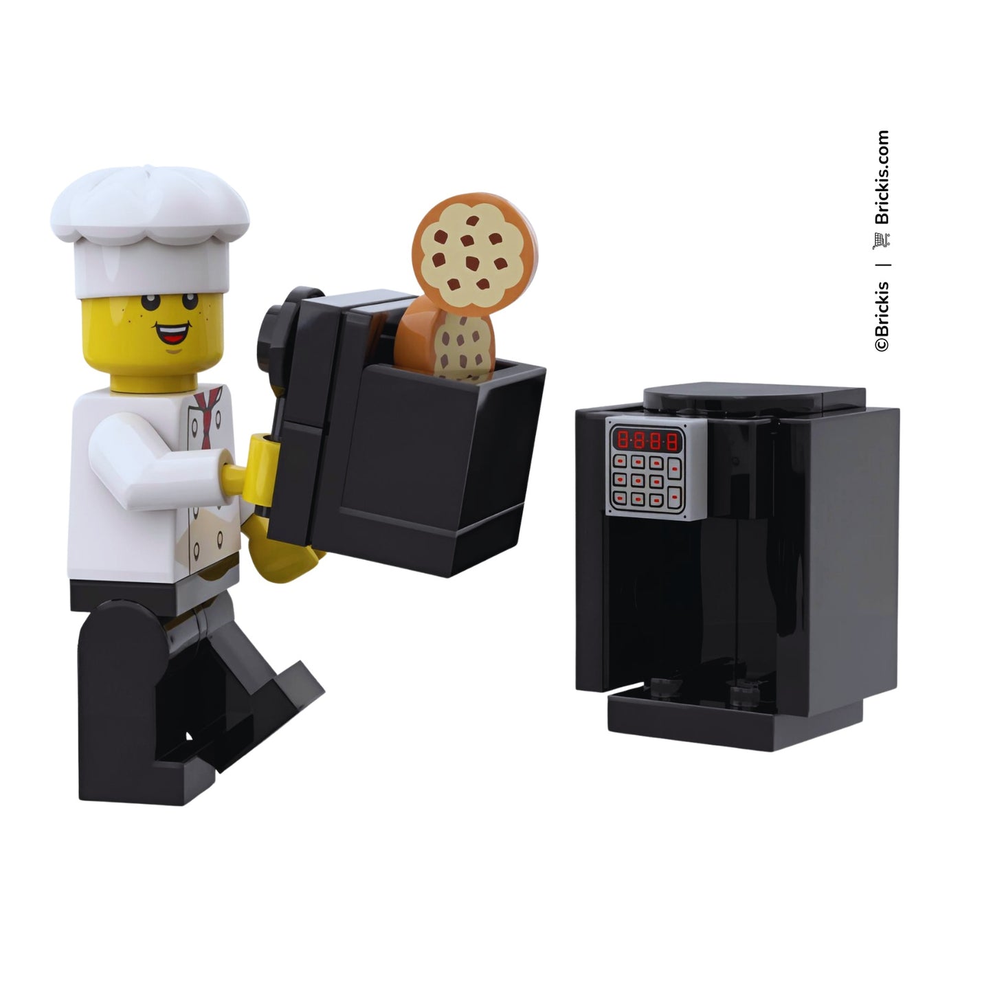 Custom LEGO® digital air fryer kit in minifigure scale, built with genuine LEGO® bricks for modern kitchen displays.
