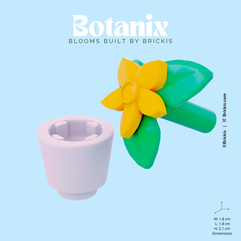 
                  
                    Botanix Collection by Brickis: soft orange LEGO flower design in a mini pot for botanical decor or creative gifting
                  
                