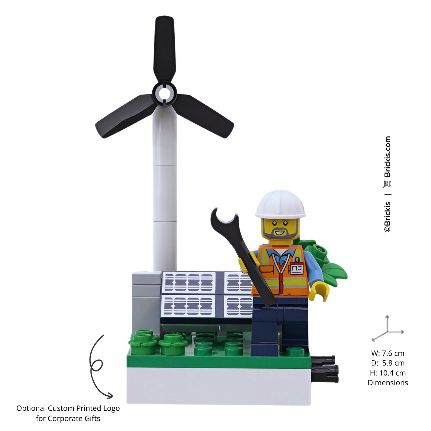 LEGO renewable energy wind turbine and solar panels corporate gift with optional company logo