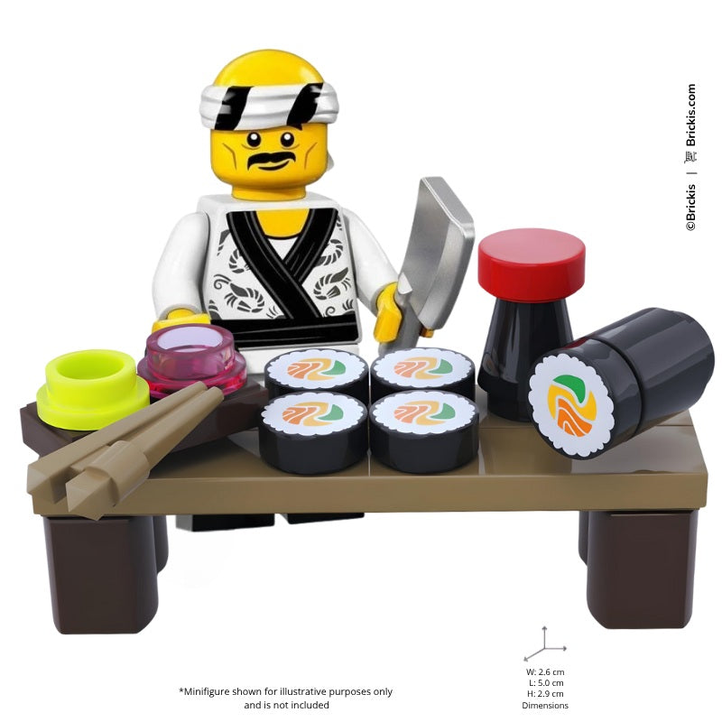 
                  
                    Detailed LEGO sushi set in miniature scale – ideal for dioramas, desk displays, or Japanese food enthusiasts
                  
                