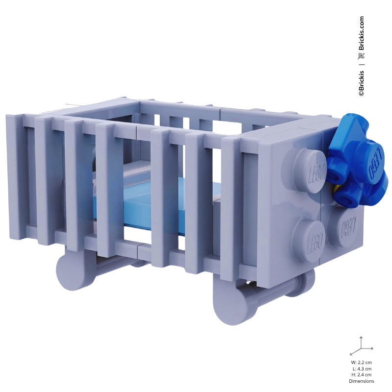 
                  
                    Newborn baby boy LEGO crib build in light gray and pastel blue – perfect for nursery mini build MOC
                  
                