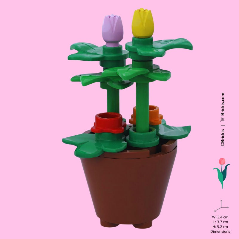 
                  
                    Spring-inspired tulip flower pot built with LEGO parts – a sweet gift for Mother's Day or flower enthusiasts
                  
                
