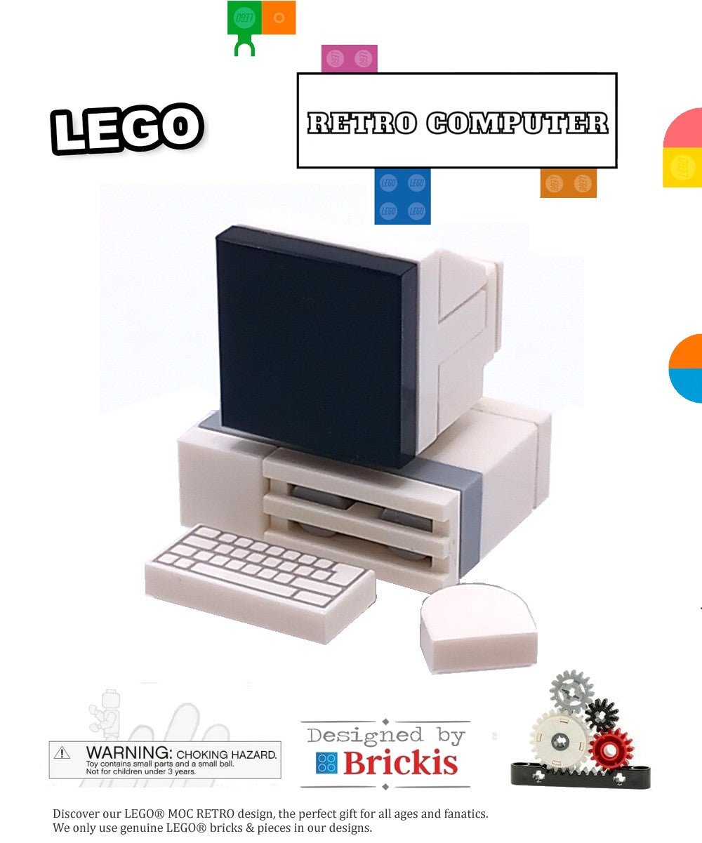 LEGO® MOC Retro computer PC / Apple CRT screen and keyboard - Brickis LEGO