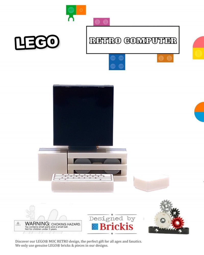 LEGO® MOC Retro computer PC / Apple CRT screen and keyboard - Brickis LEGO