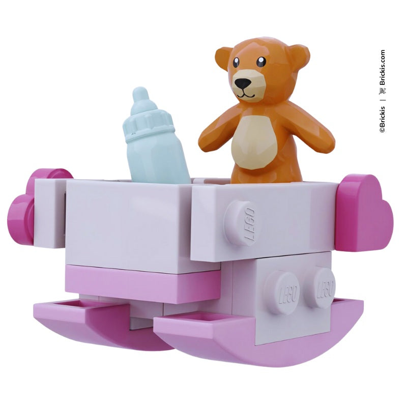 LEGO newborn baby crib MOC for baby shower – includes bottle and teddy bear in nursery mini build