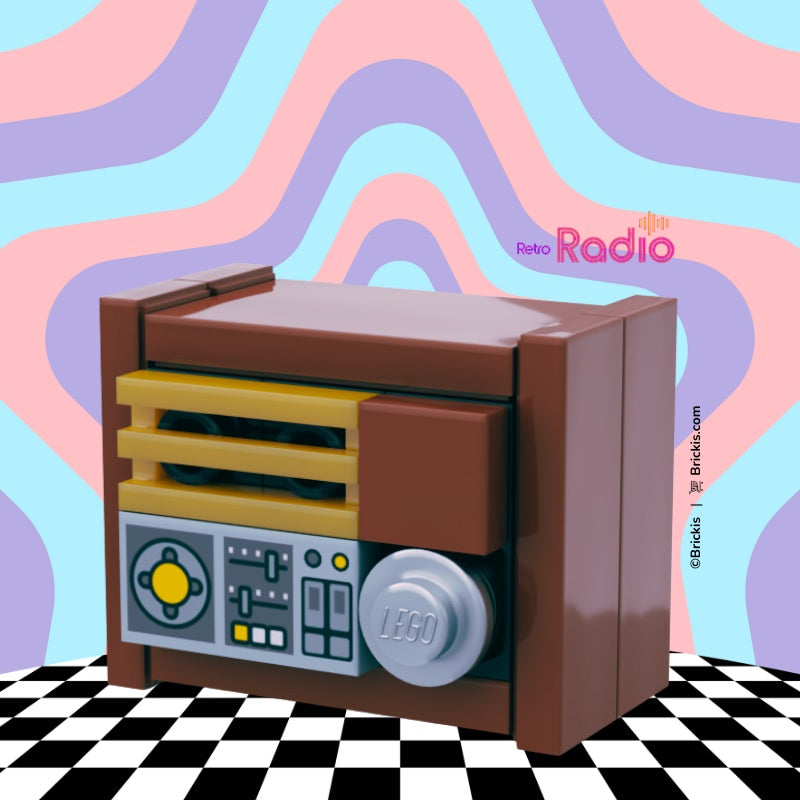 
                  
                    Authentic LEGO retro mini build radio MOC design, capturing 1940s–70s charm for collectible or display purposes.
                  
                