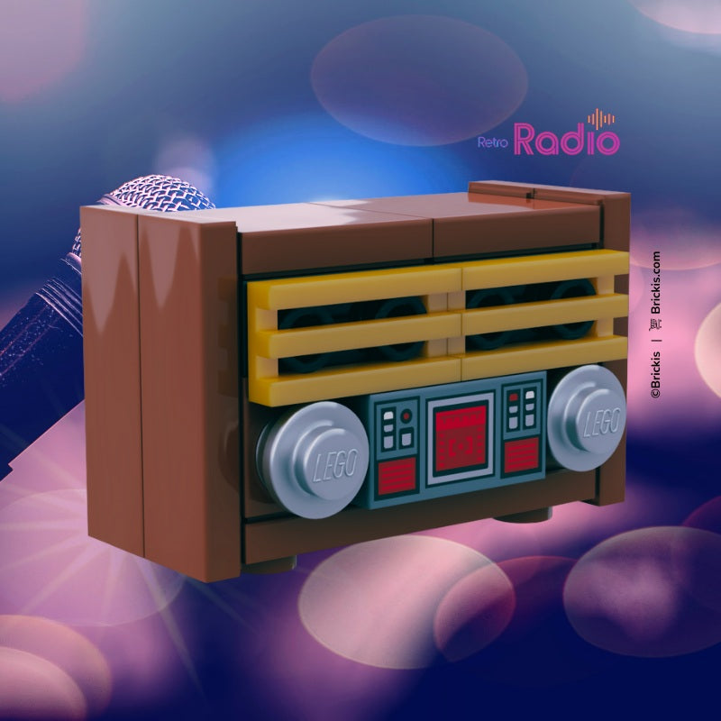 
                  
                    LEGO Brick-Built Vintage Radio Realistic LEGO home decor piece with speaker grilles and knobs.
                  
                