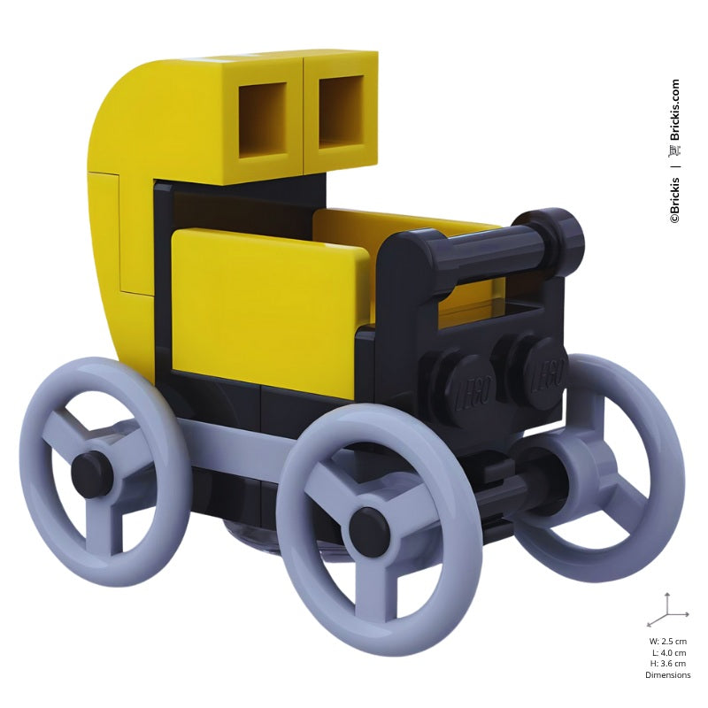 
                  
                    Custom LEGO yellow baby stroller MOC with nursery style and playful pram look, ideal for minifigure baby shower gifts.
                  
                
