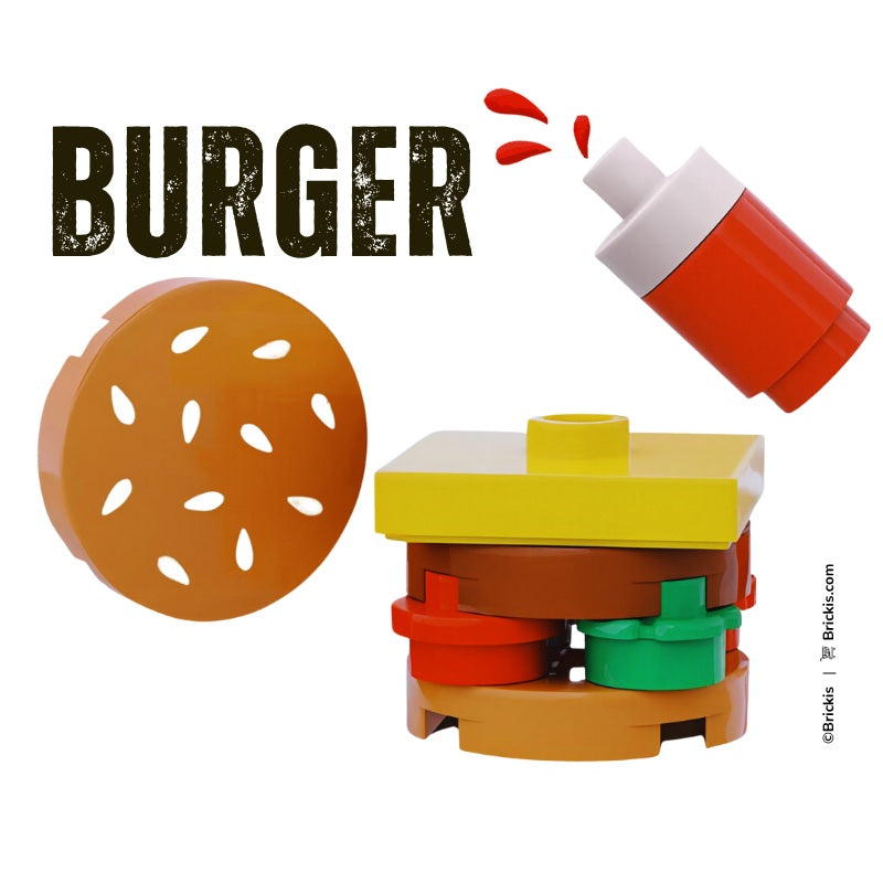 
                  
                    LEGO Mini Burger, Cheeseburger – Cheese and cucumber layer on sesame bun
                  
                